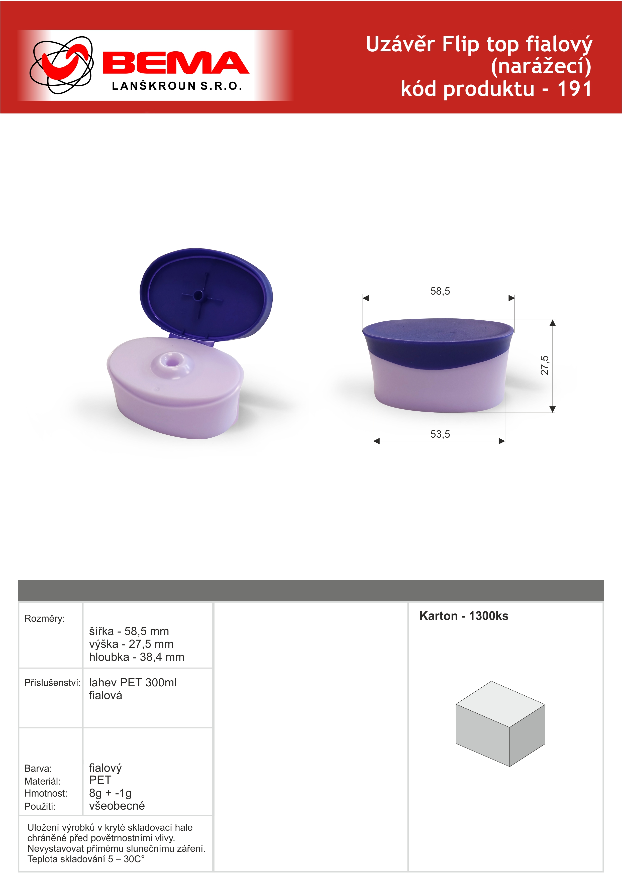 Flip top narazeci fialový k PET 300ml-9-9-2025